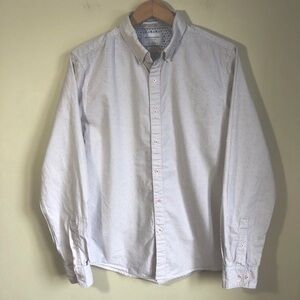 Denim & Flower mens white mini stripes dress shirt size medium